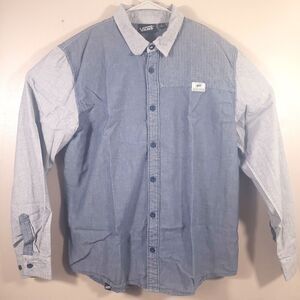 Vans Shirt Mens Large Off the Wall  Denim Chambray  Blue Jean 2 Tone
